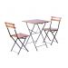 Conjunto Mesa Dobrável 60x60cm com 2 Cadeiras Ferro e Madeira Demolição Envernizada Natural