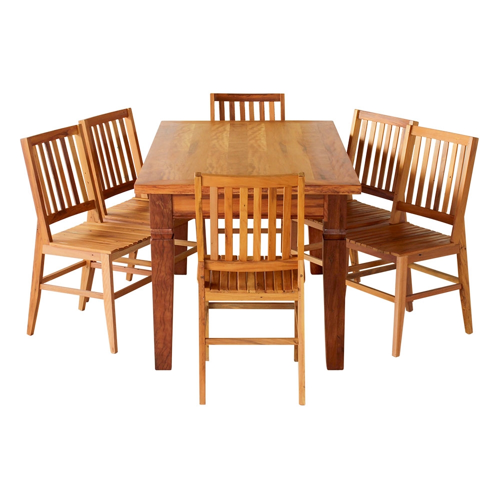 Conjunto Mesa de Jantar 1,5M 6 Cadeiras Madri Madeira de Demolição