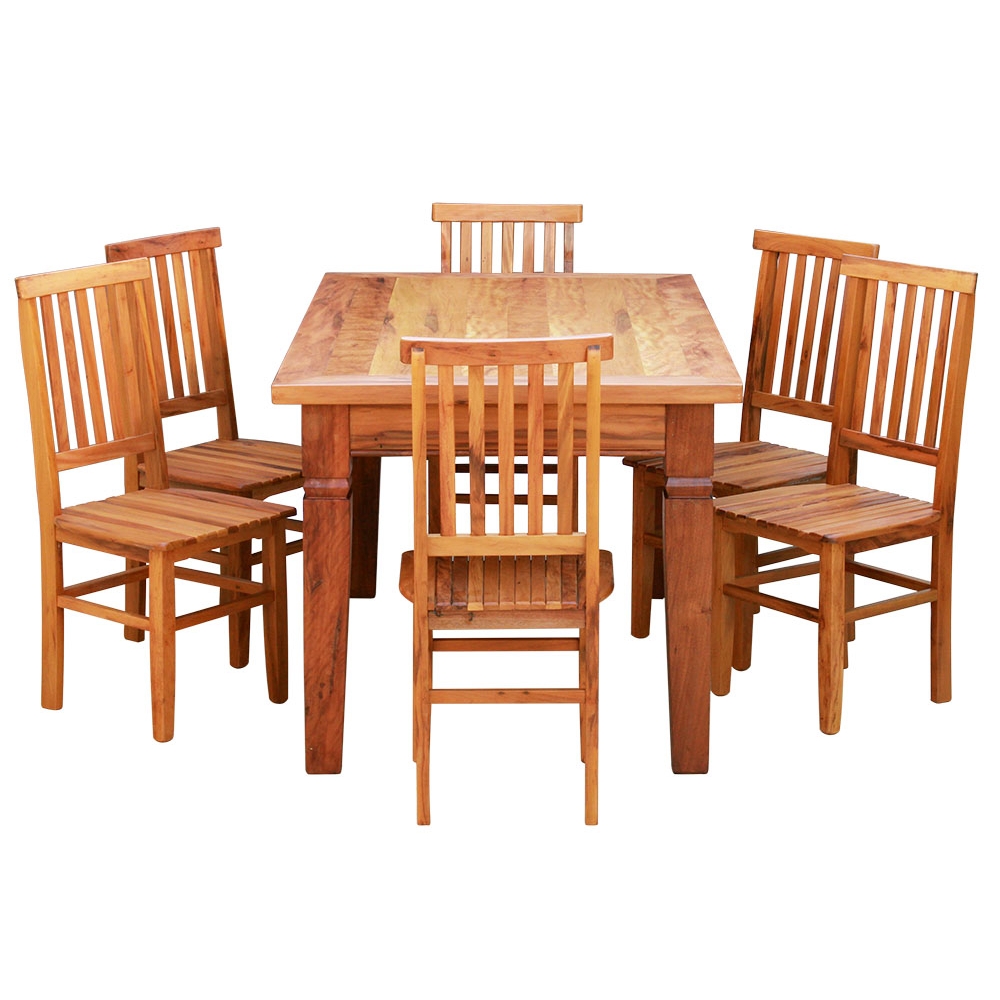 Conjunto Mesa de Jantar 1,5M 6 Cadeiras Mineira Madeira de Demolição