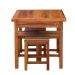 Conjunto Mesa de Jantar Rústica 80x80cm 4 Banquetas Ripada Madeira Maciça Natural
