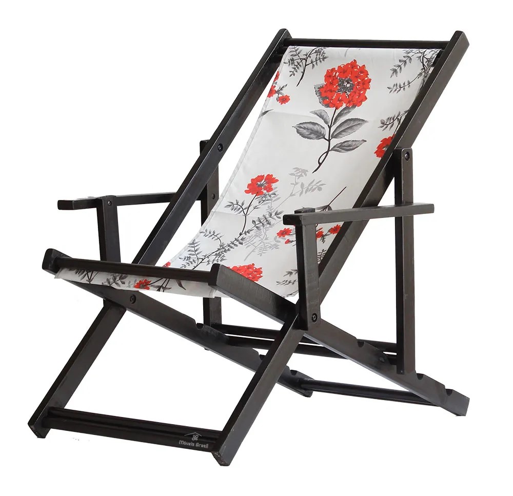 Espreguiçadeira Preguiçosa Dobrável Black CB-Cinza Floral