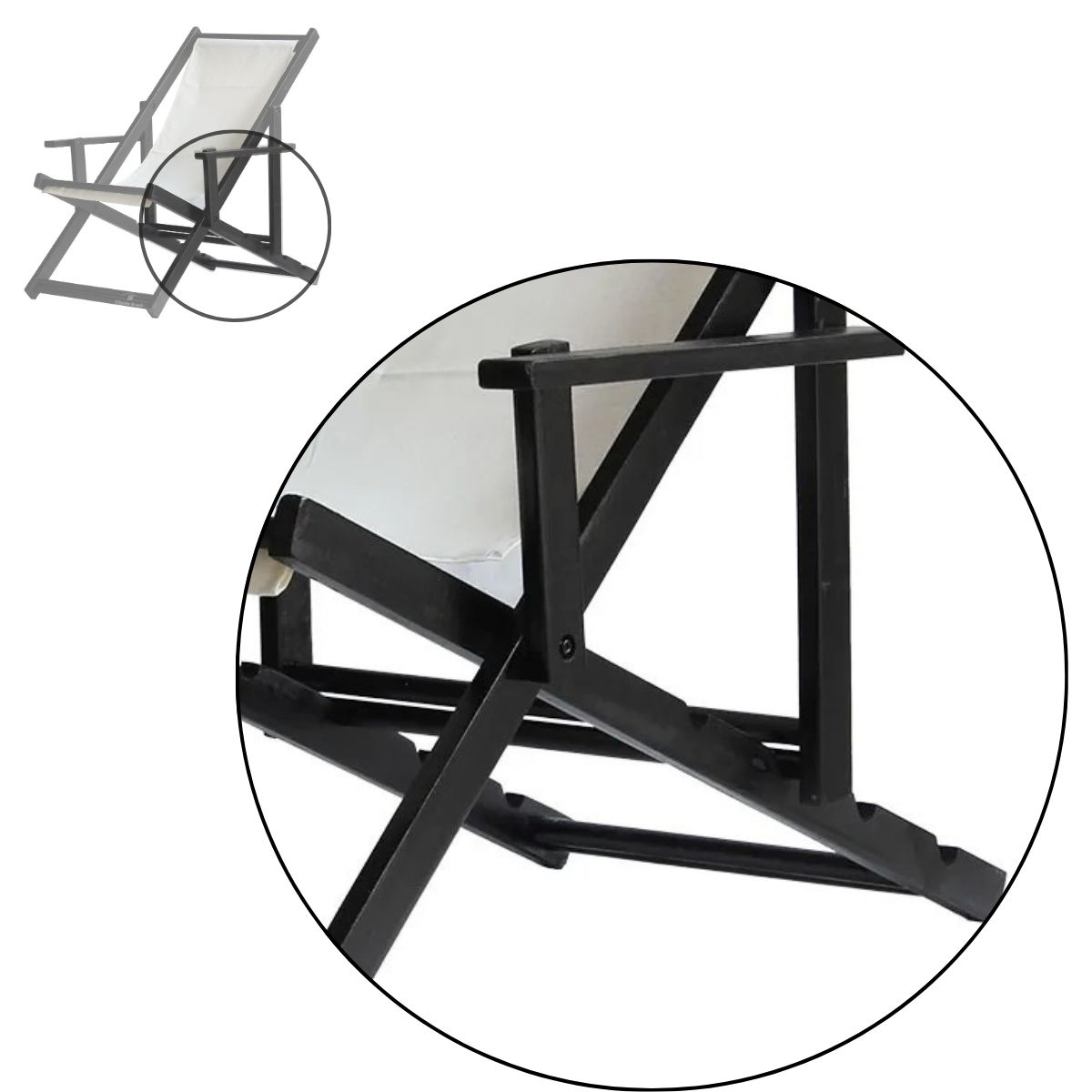 Espreguiçadeira Preguiçosa Dobrável Black CB-Folhas Brancas