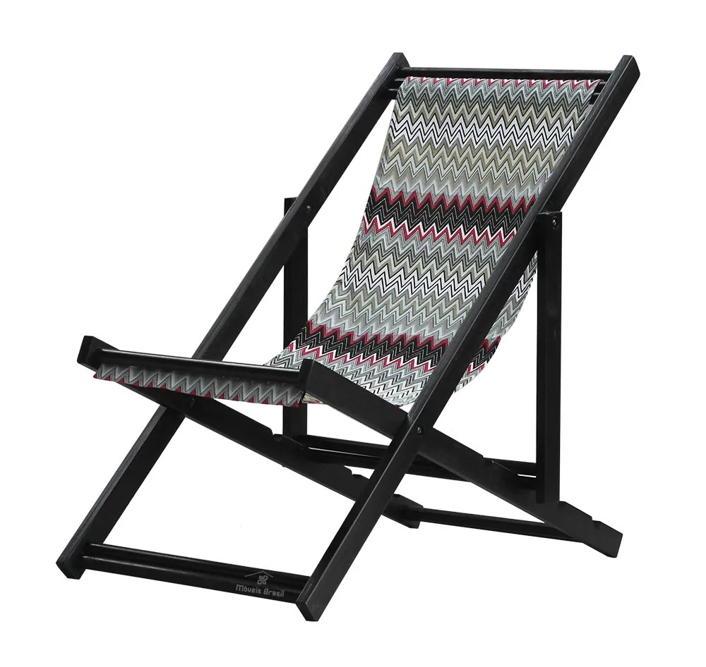 Espreguiçadeira Preguiçosa Dobrável Black SB-Chevron Vermelho
