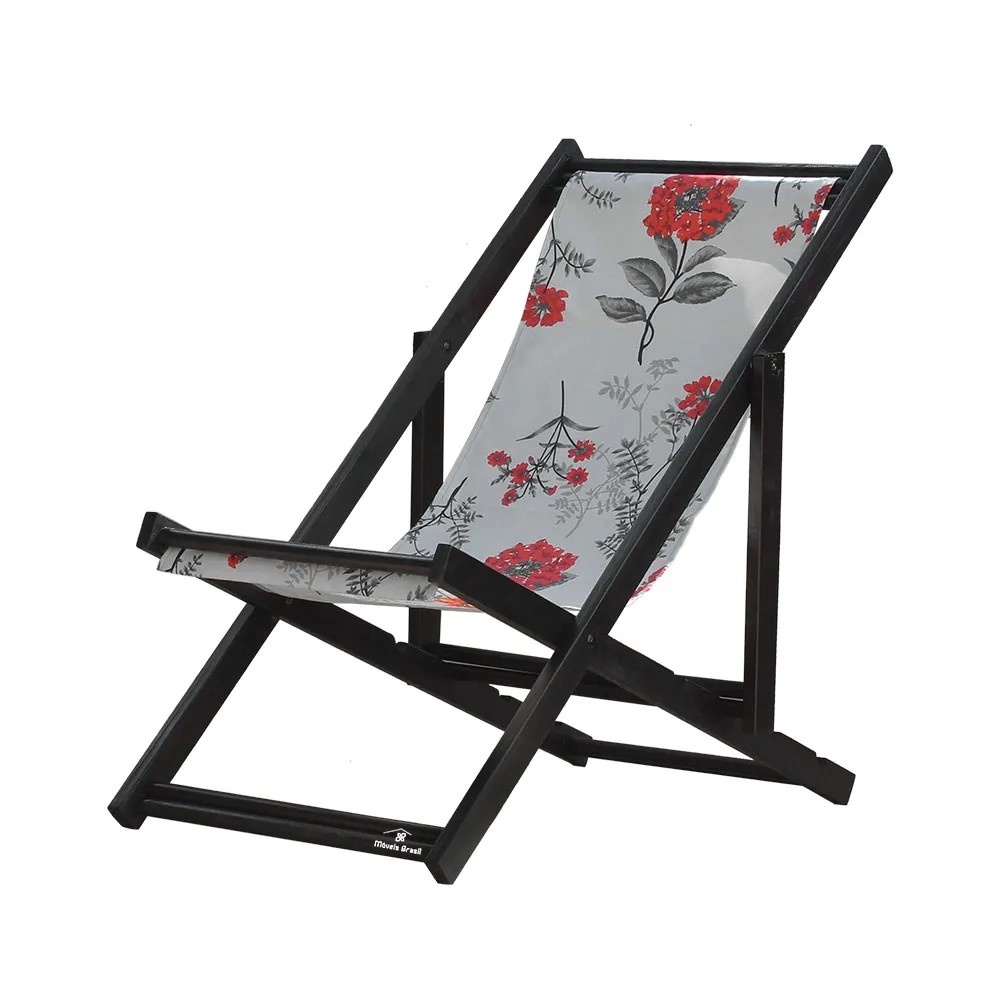 Espreguiçadeira Preguiçosa Dobrável Black SB-Cinza Floral