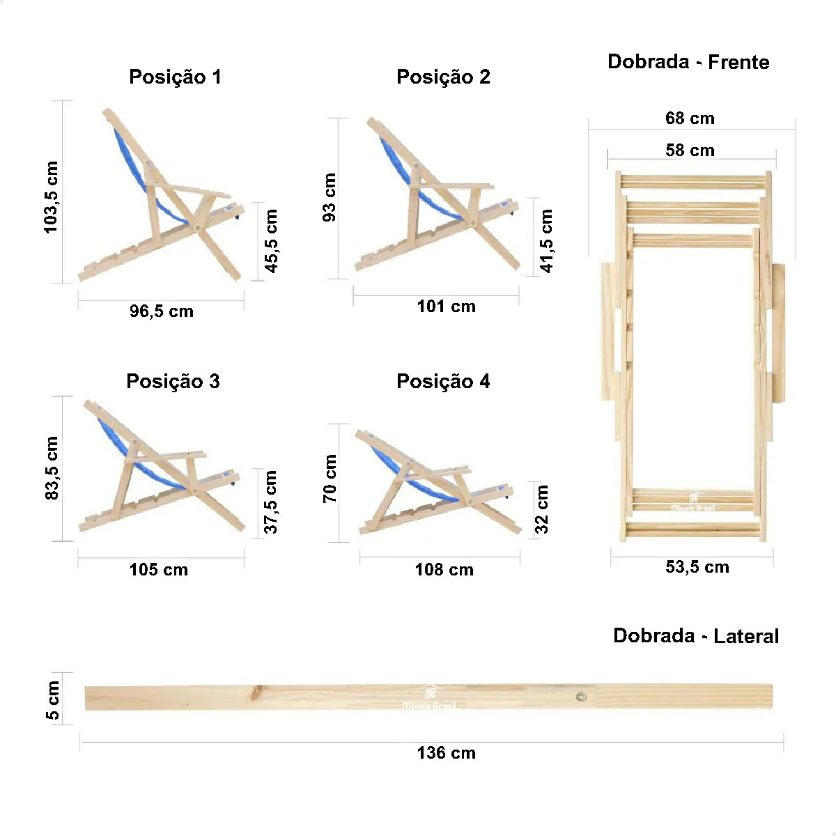 Kit 10 Cadeira Espreguiçadeira Dobrável C/B-L Marrom