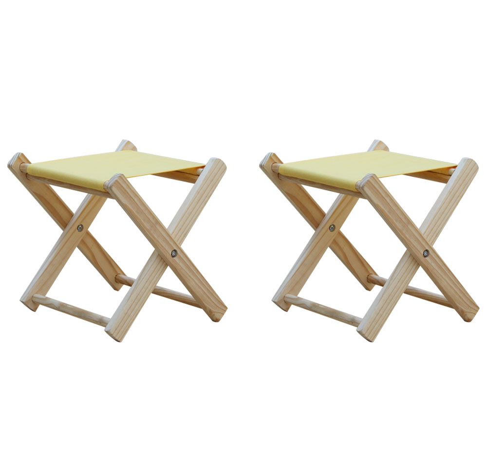 Kit 2 Banquinho de Madeira Banqueta Pescador-Branco