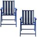 Kit 2 Cadeira Praia Dobrável Madeira Black-List Azul/Branco
