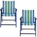 Kit 2 Cadeira Praia Dobrável Madeira Black-List Verde/Branco