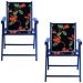 Kit 2 Cadeira Praia Dobrável Madeira Black-Preto Flores