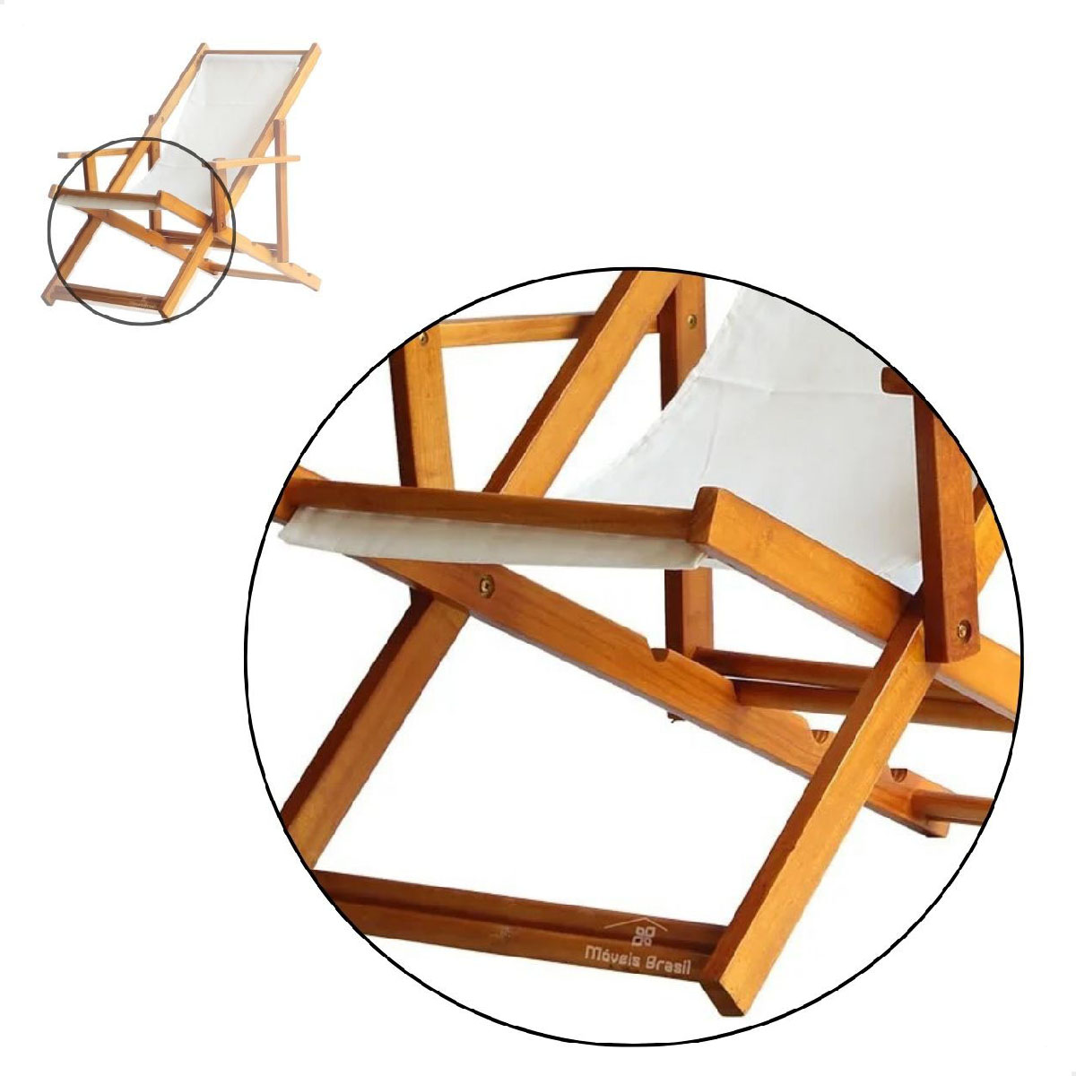 Kit 2 Espreguiçadeira Preguiçosa Dobrável Mel CB-Azul Escuro