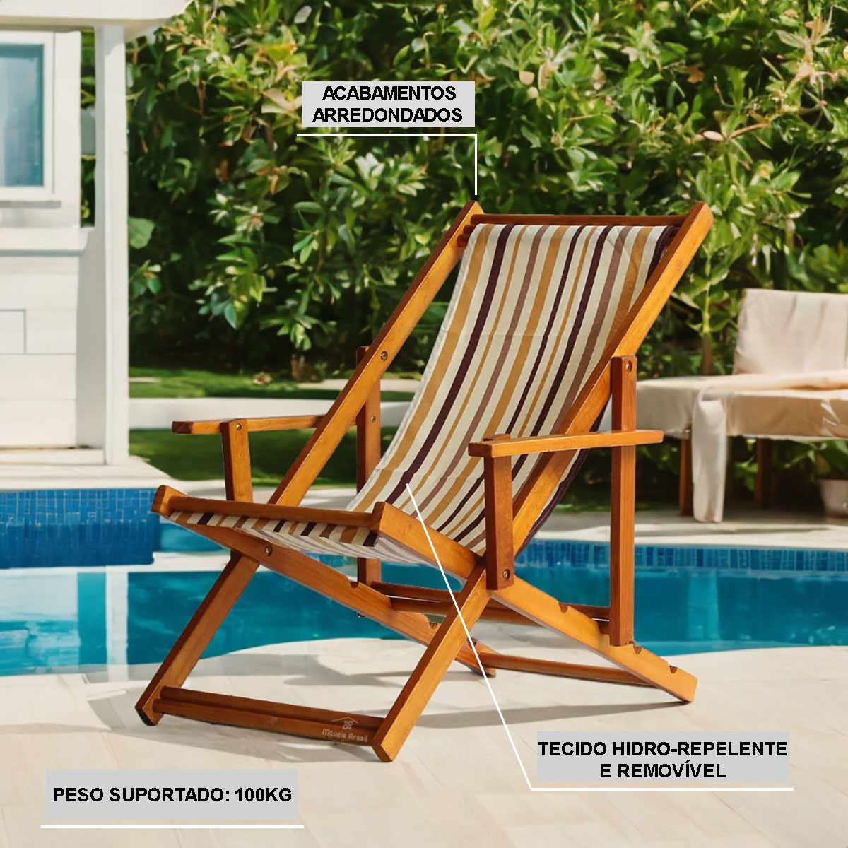 Kit 2 Espreguiçadeira Preguiçosa Dobrável Mel CB-Branco