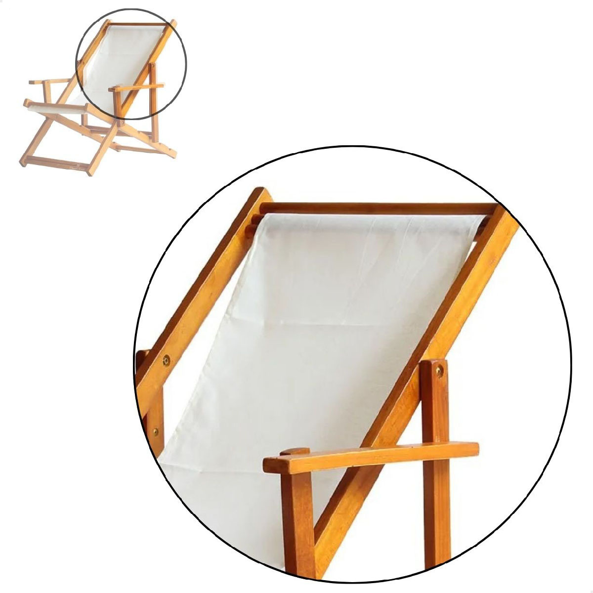 Kit 2 Espreguiçadeira Preguiçosa Dobrável Mel CB-Branco