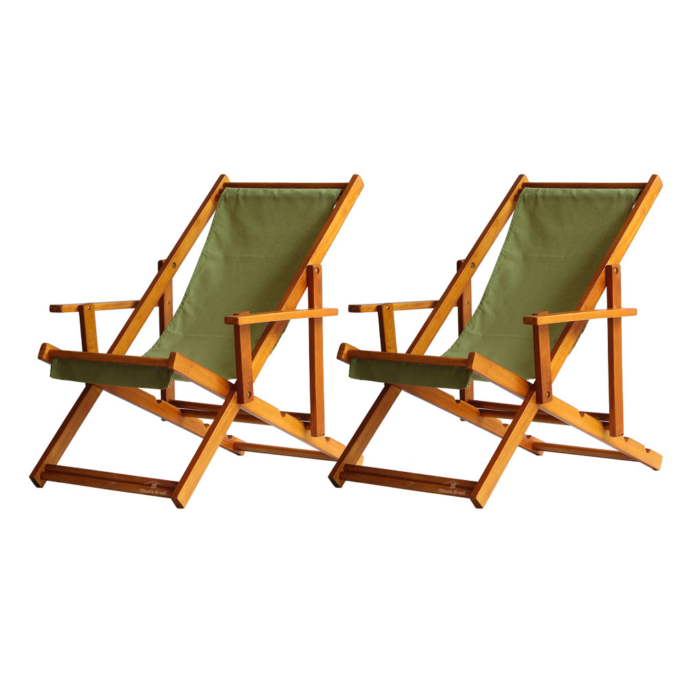 Kit 2 Espreguiçadeira Preguiçosa Dobrável Mel CB-Verde