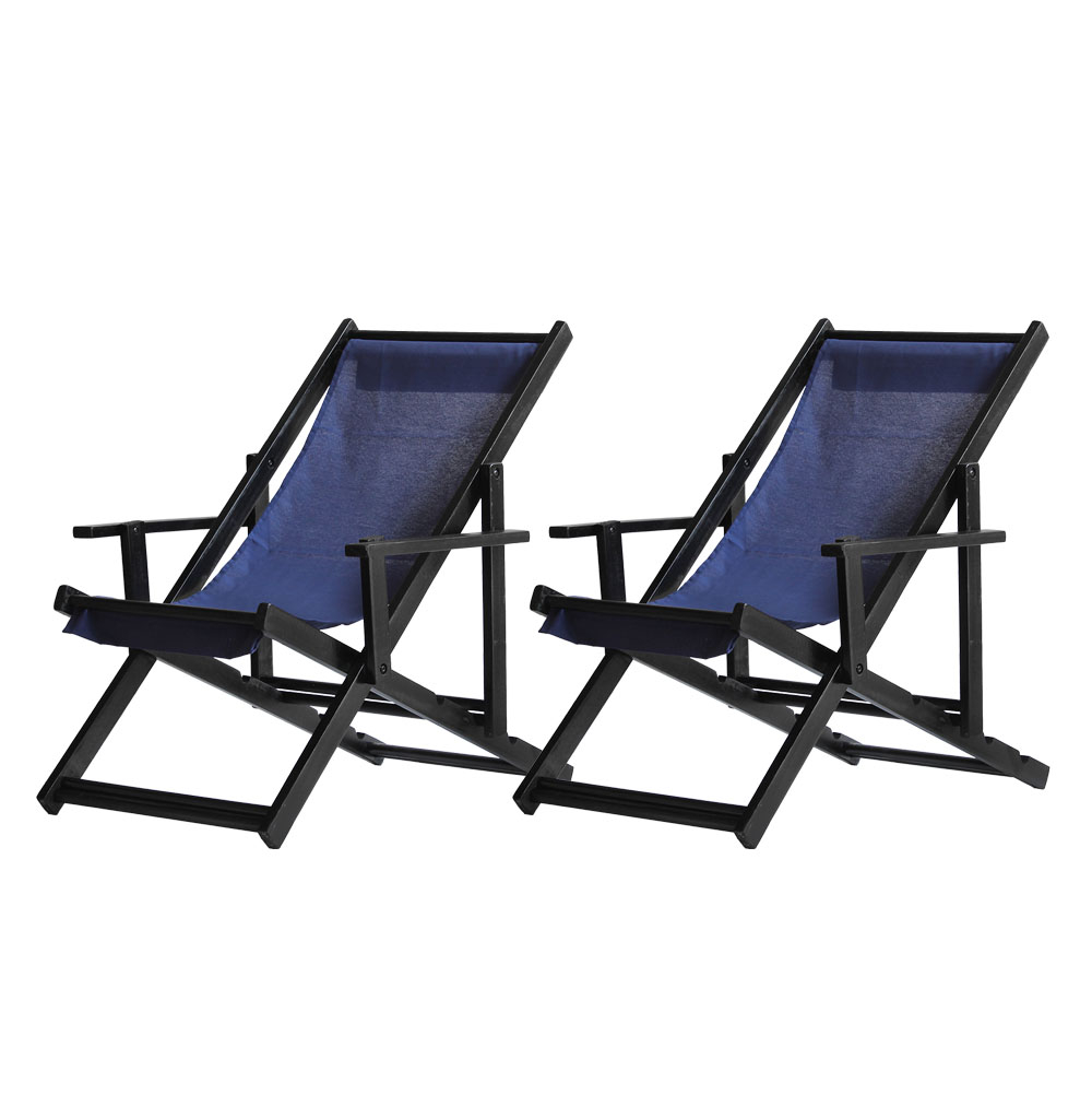 Kit 2 Espreguiçadeiras Dobrável Black CB-Azul Marinho