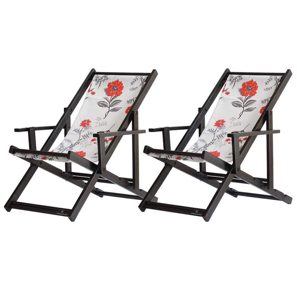 Kit 2 Espreguiçadeiras Dobrável Black CB-Cinza Floral