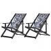 Kit 2 Espreguiçadeiras Dobrável Black CB-Folhas Brancas