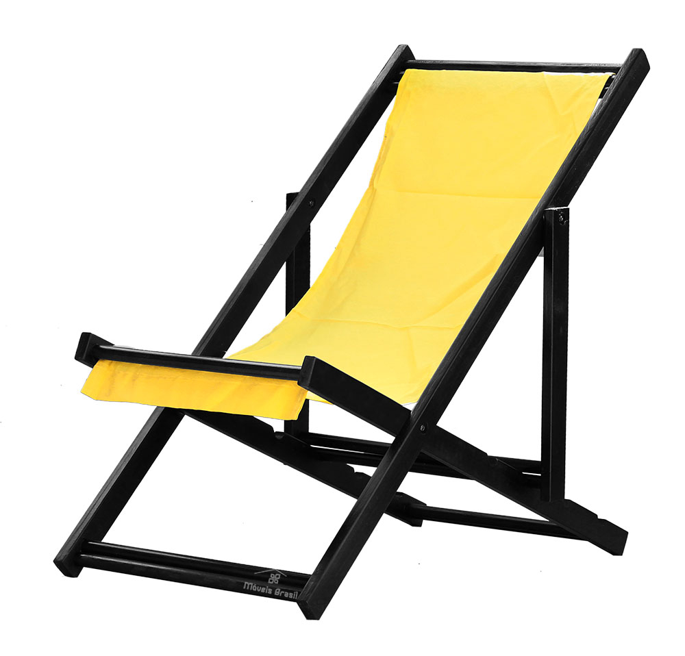 Kit 2 Espreguiçadeiras Dobrável Black SB-Amarelo