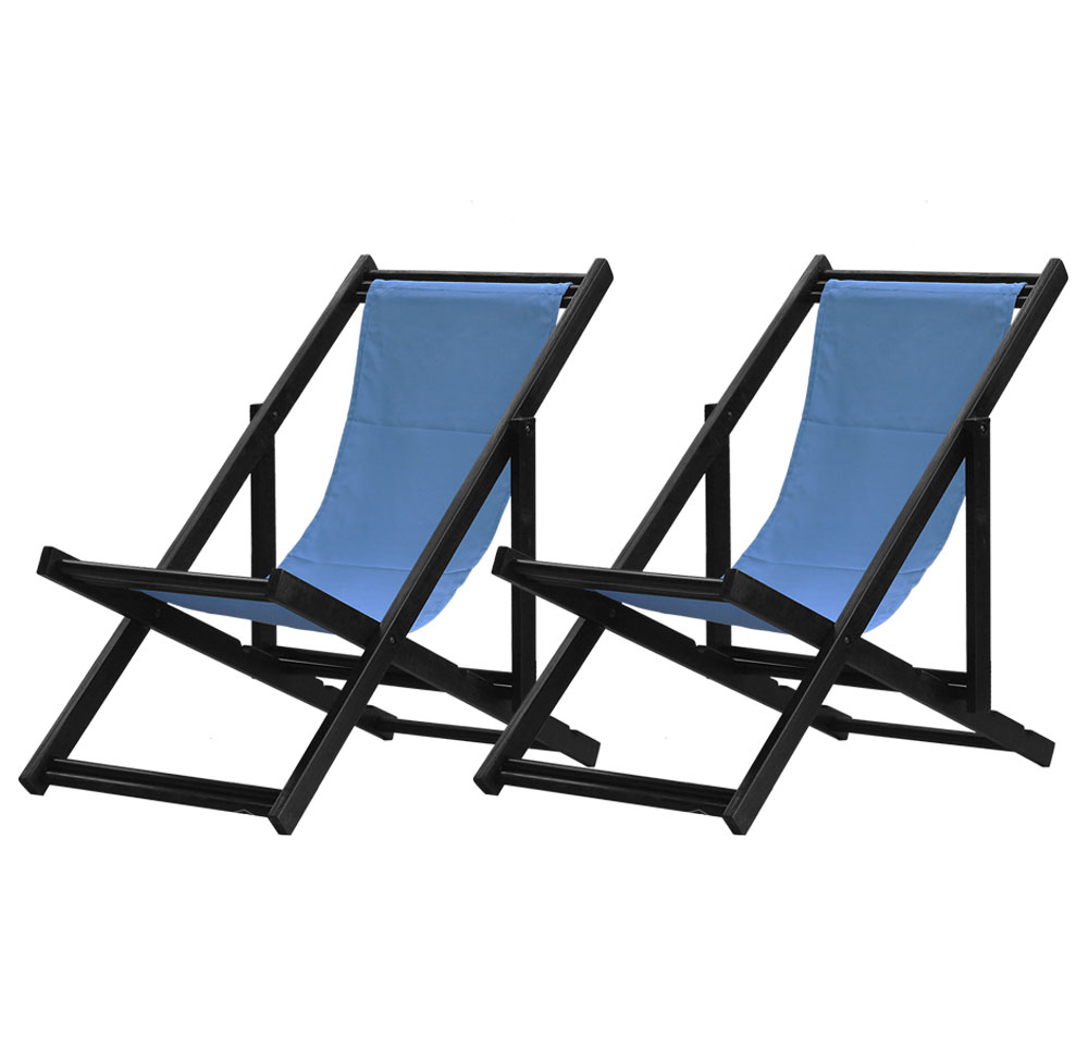 Kit 2 Espreguiçadeiras Dobrável Black SB-Azul