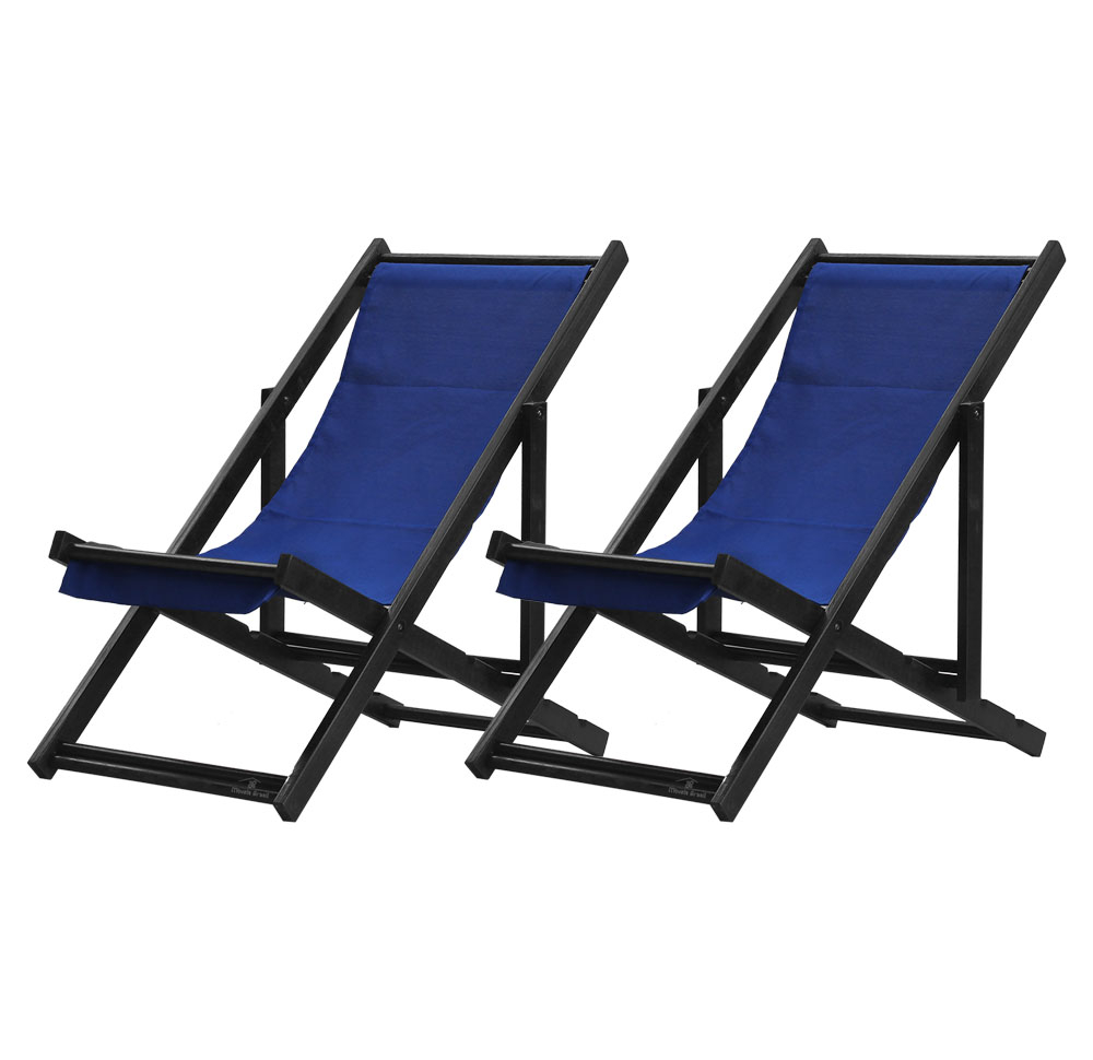Kit 2 Espreguiçadeiras Dobrável Black SB-Azul Escuro