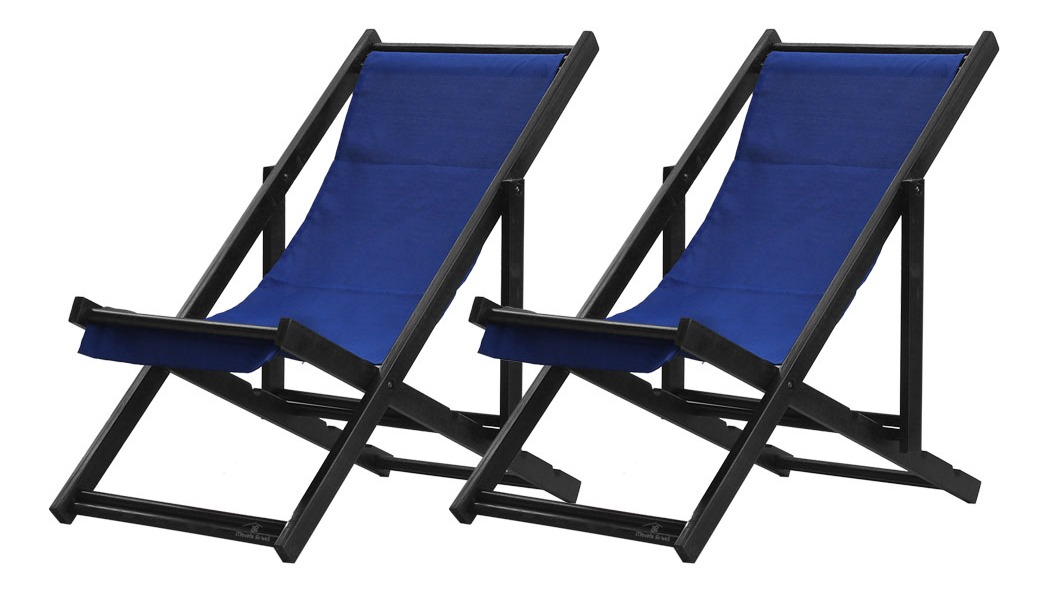 Kit 2 Espreguiçadeiras Dobrável Black SB-Azul Marinho