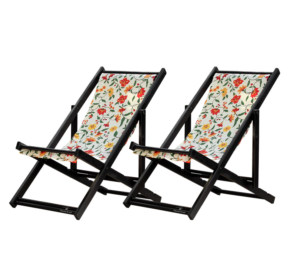 Kit 2 Espreguiçadeiras Dobrável Black SB-Floral