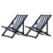 Kit 2 Espreguiçadeiras Dobrável Black SB-L Azul/Branco