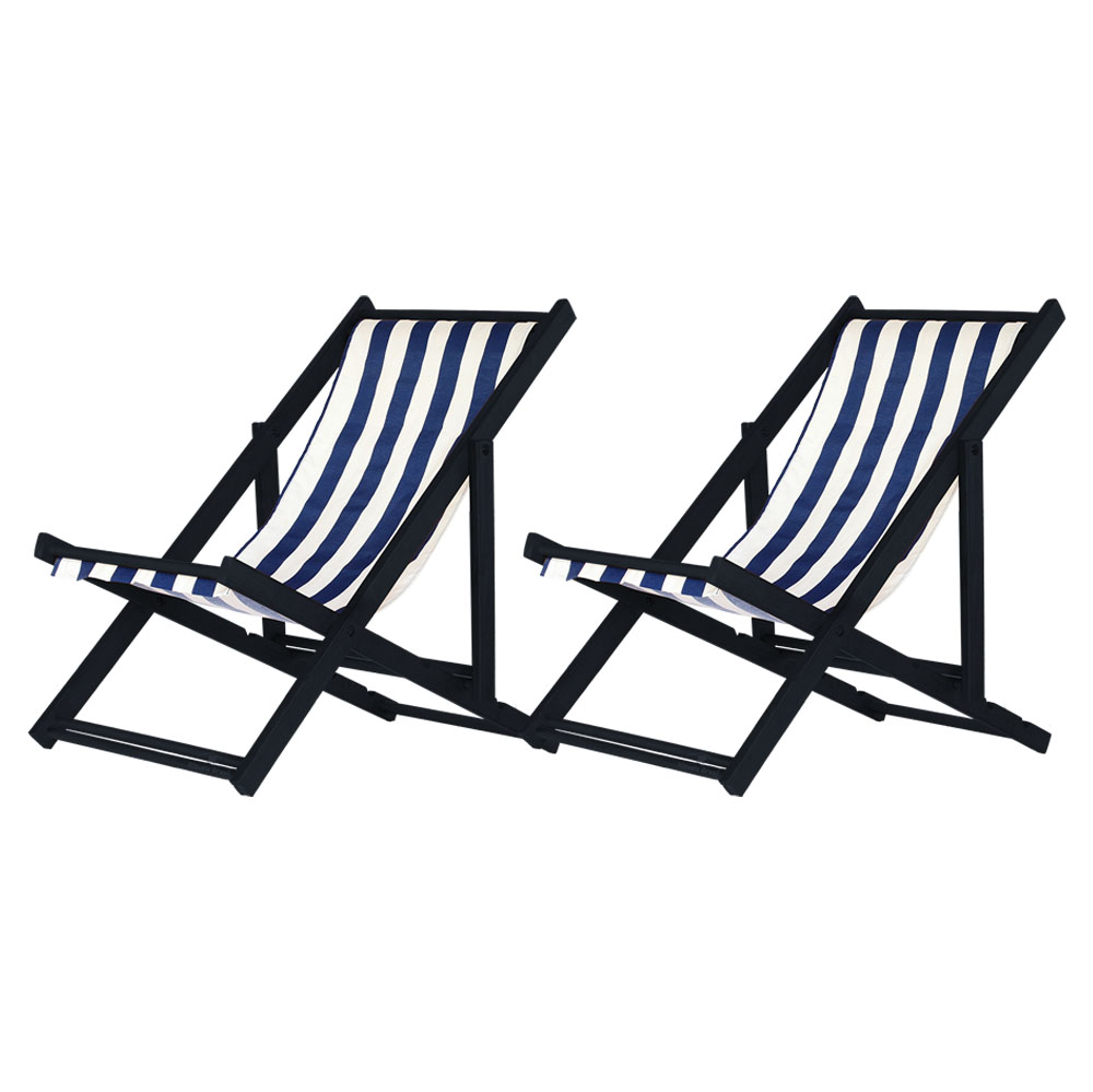 Kit 2 Espreguiçadeiras Dobrável Black SB-L Azul/Branco