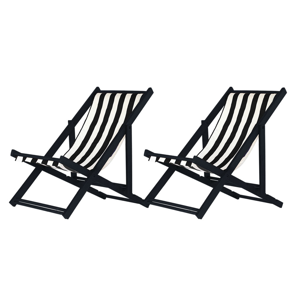 Kit 2 Espreguiçadeiras Dobrável Black SB-L Preto/Branco