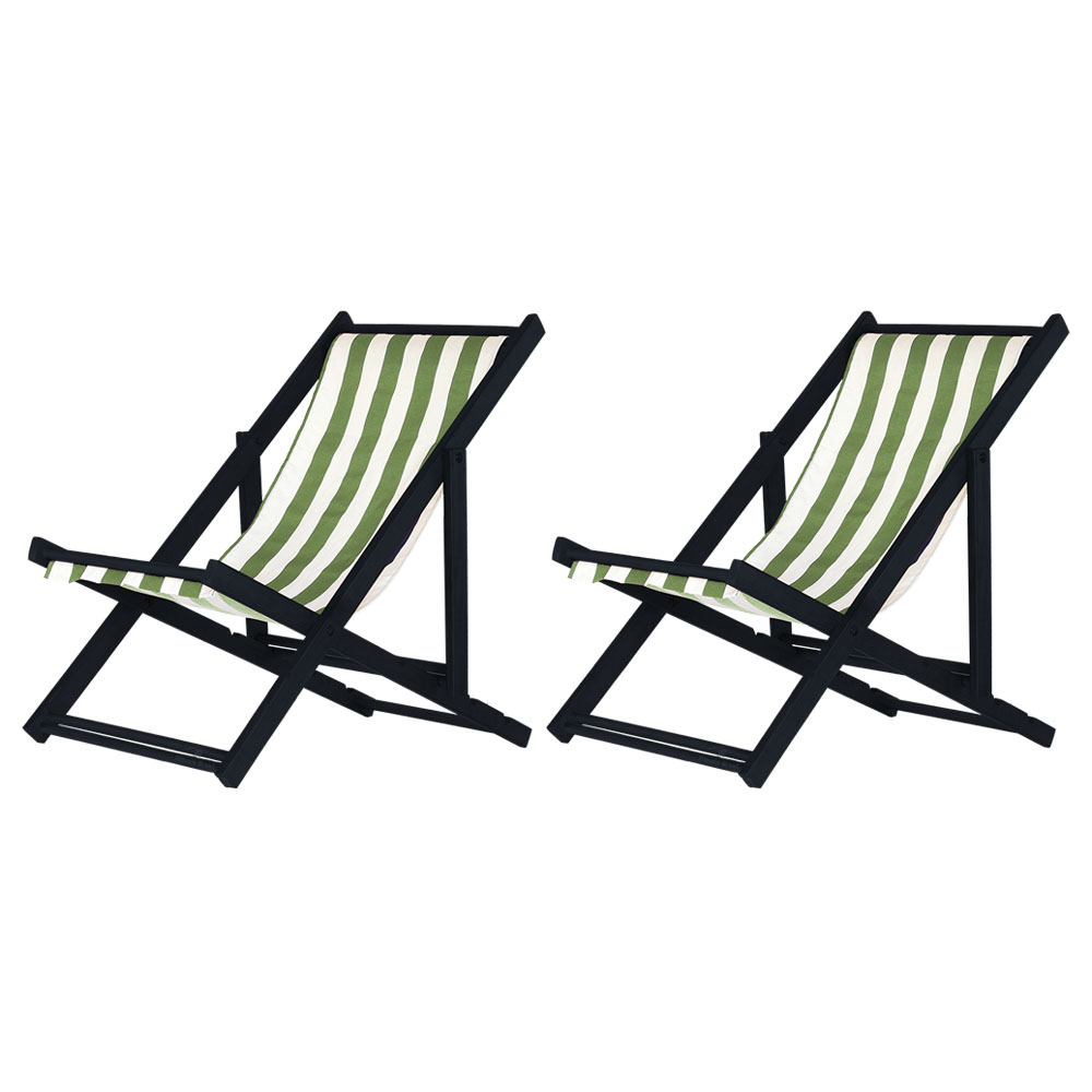 Kit 2 Espreguiçadeiras Dobrável Black SB-L Verde/Branco