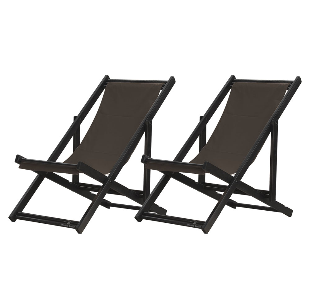 Kit 2 Espreguiçadeiras Dobrável Black SB-Marrom