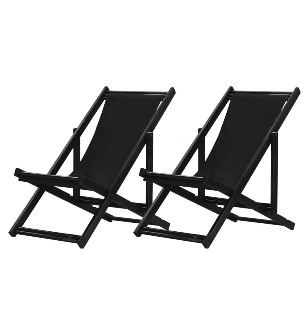 Kit 2 Espreguiçadeiras Dobrável Black SB-Preto