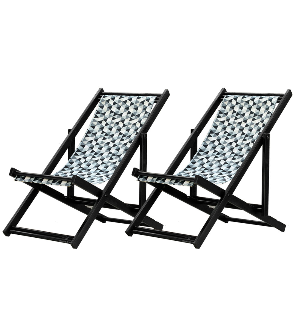 Kit 2 Espreguiçadeiras Dobrável Black SB-Triang Preto