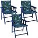 Kit 3 Cadeira Praia Dobrável Madeira Black-Folhas Verdes