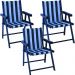 Kit 3 Cadeira Praia Dobrável Madeira Black-List Azul/Branco