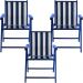 Kit 3 Cadeira Praia Dobrável Madeira Black-List Azul/Branco