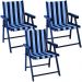 Kit 3 Cadeira Praia Dobrável Madeira Black-List Preto/Branco