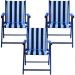 Kit 3 Cadeira Praia Dobrável Madeira Black-List Preto/Branco