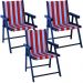 Kit 3 Cadeira Praia Dobrável Madeira Black-List Vermelho/Branco