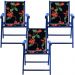 Kit 3 Cadeira Praia Dobrável Madeira Black-Preto Flores