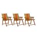 Kit 3 Cadeira Praia Dobrável Madeira Envernizada-List Laranja