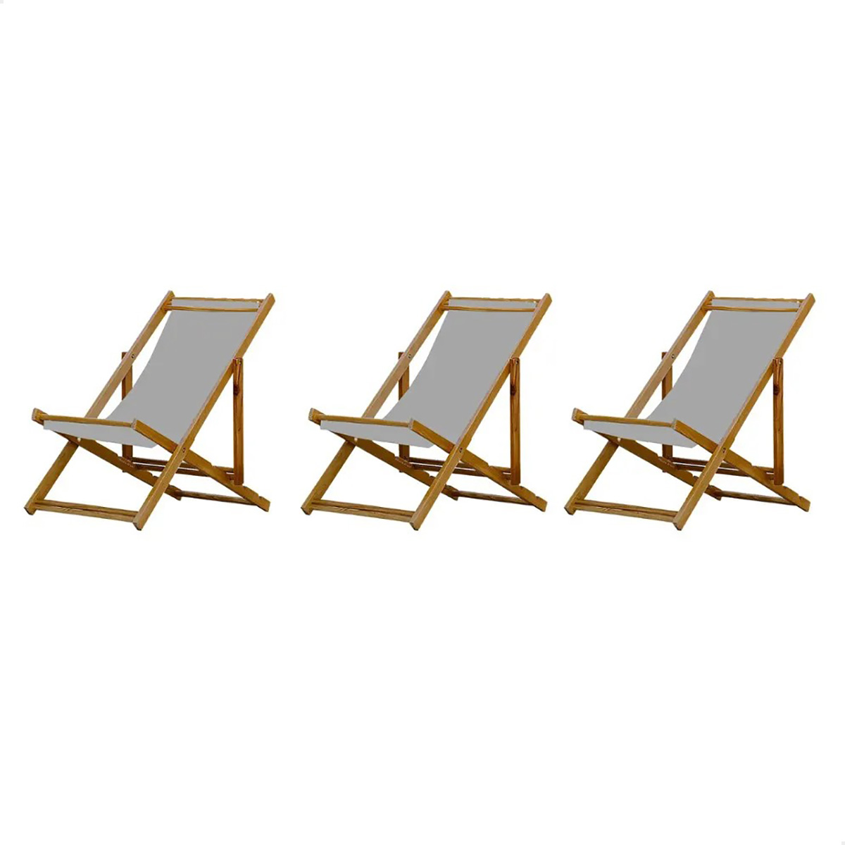 Kit 3 Espreguiçadeira Preguiçosa Dobrável Mel SB-Cinza