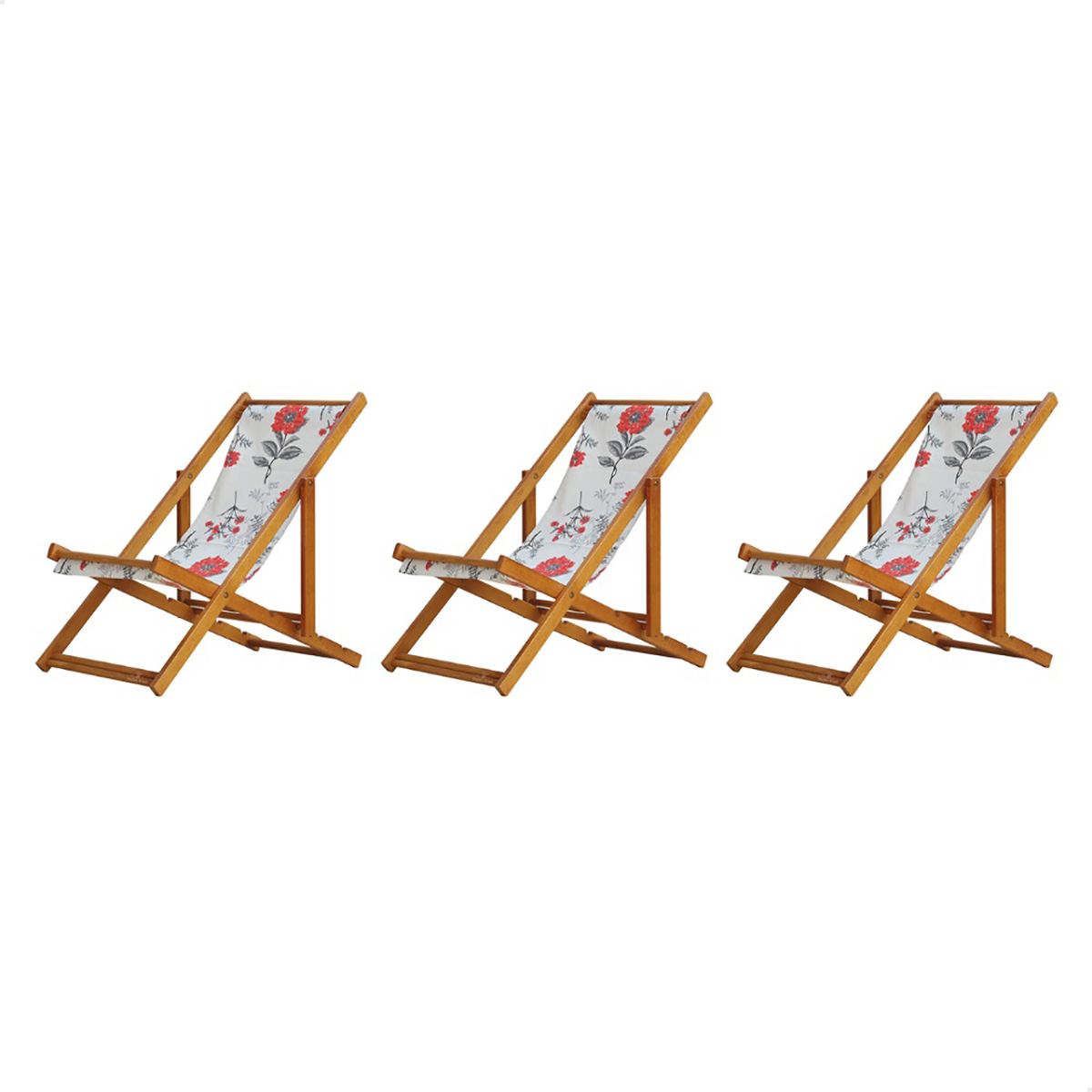 Kit 3 Espreguiçadeira Preguiçosa Dobrável Mel SB-Cinza Floral