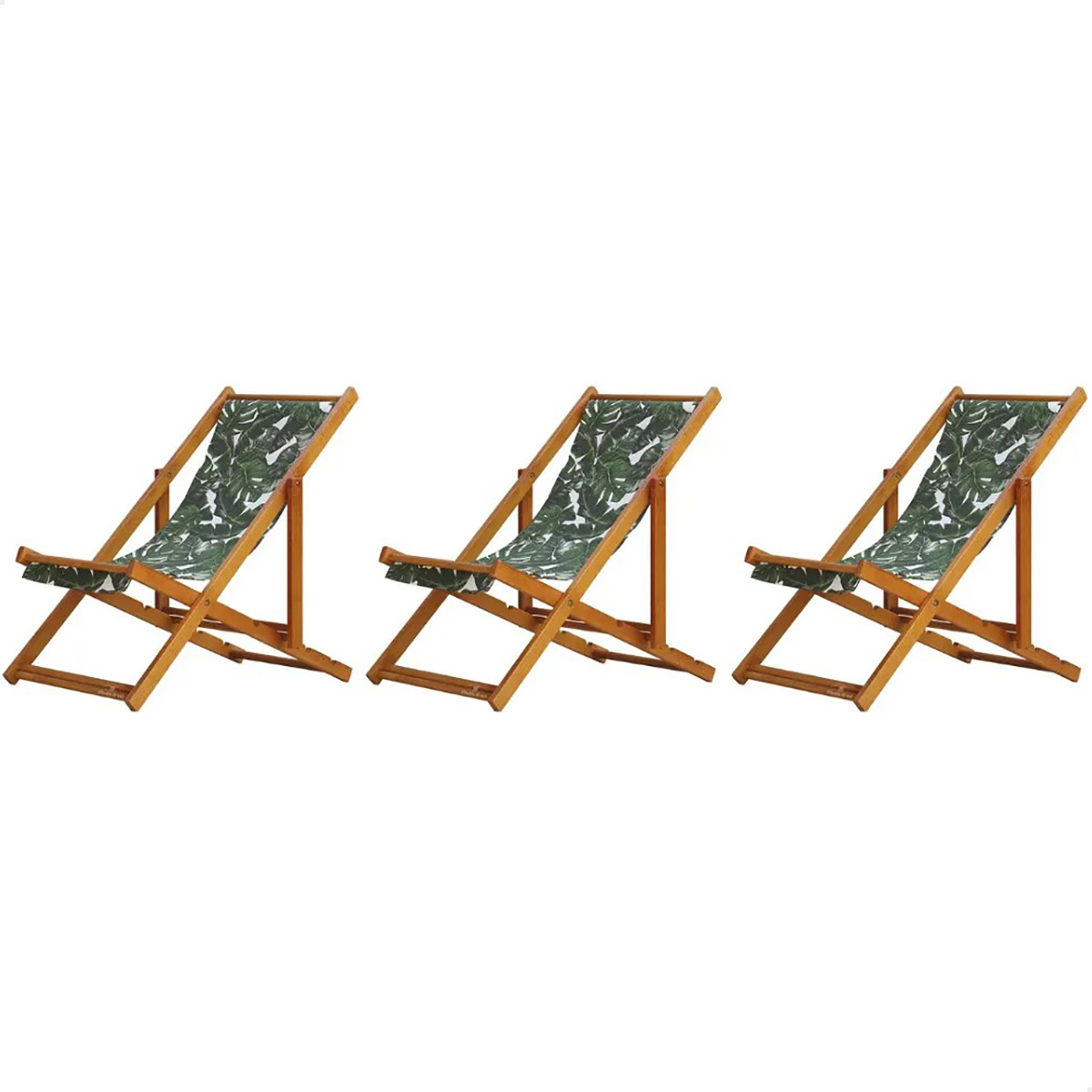 Kit 3 Espreguiçadeira Preguiçosa Dobrável Mel SB-Cinza Floral
