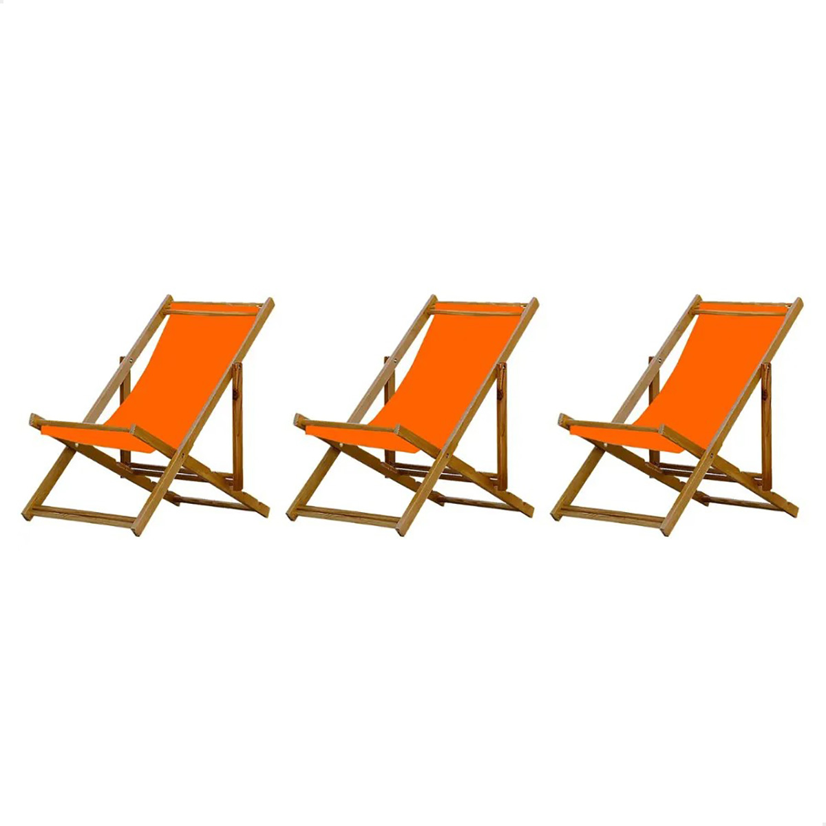 Kit 3 Espreguiçadeira Preguiçosa Dobrável Mel SB-Laranja