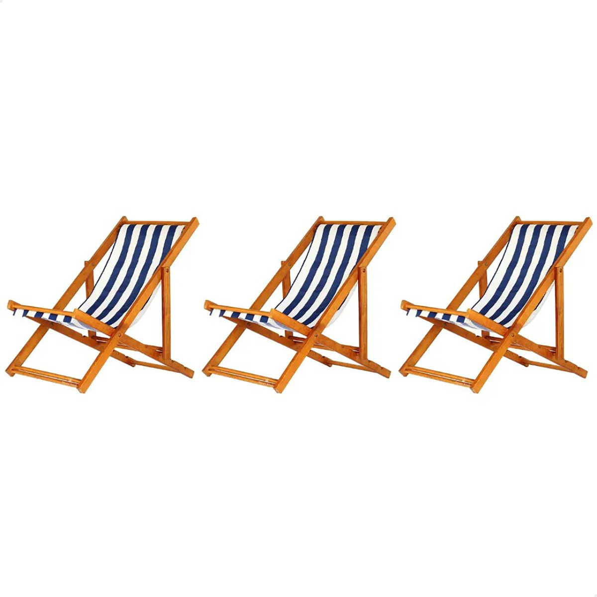 Kit 3 Espreguiçadeira Preguiçosa Dobrável Mel SB-List Azul/Branco