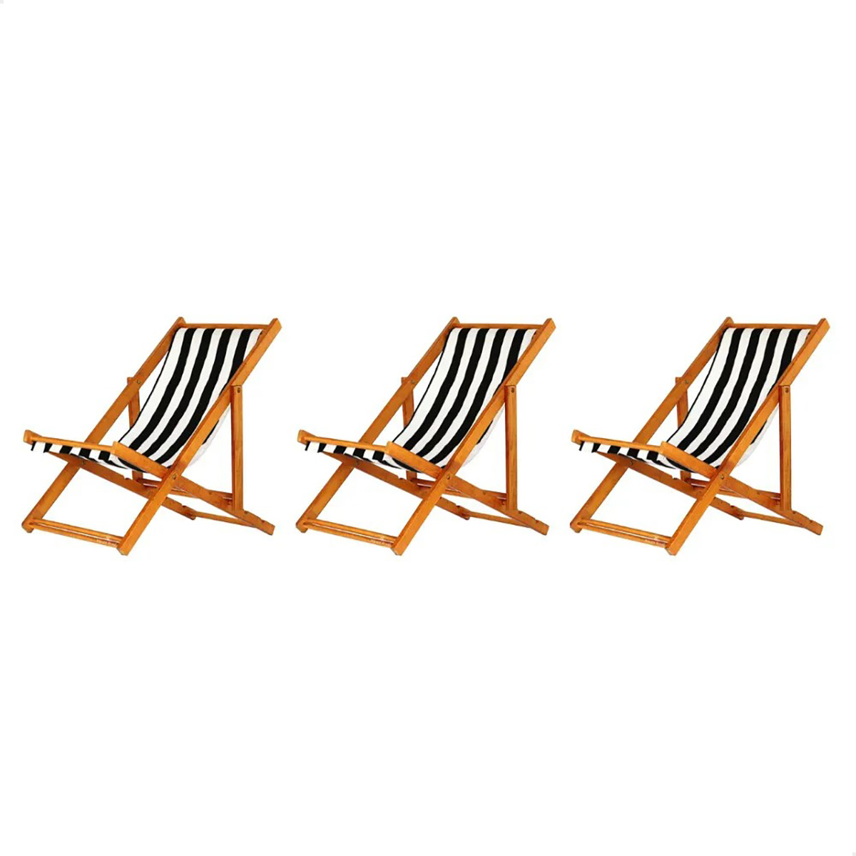 Kit 3 Espreguiçadeira Preguiçosa Dobrável Mel SB-List Preto/Branco