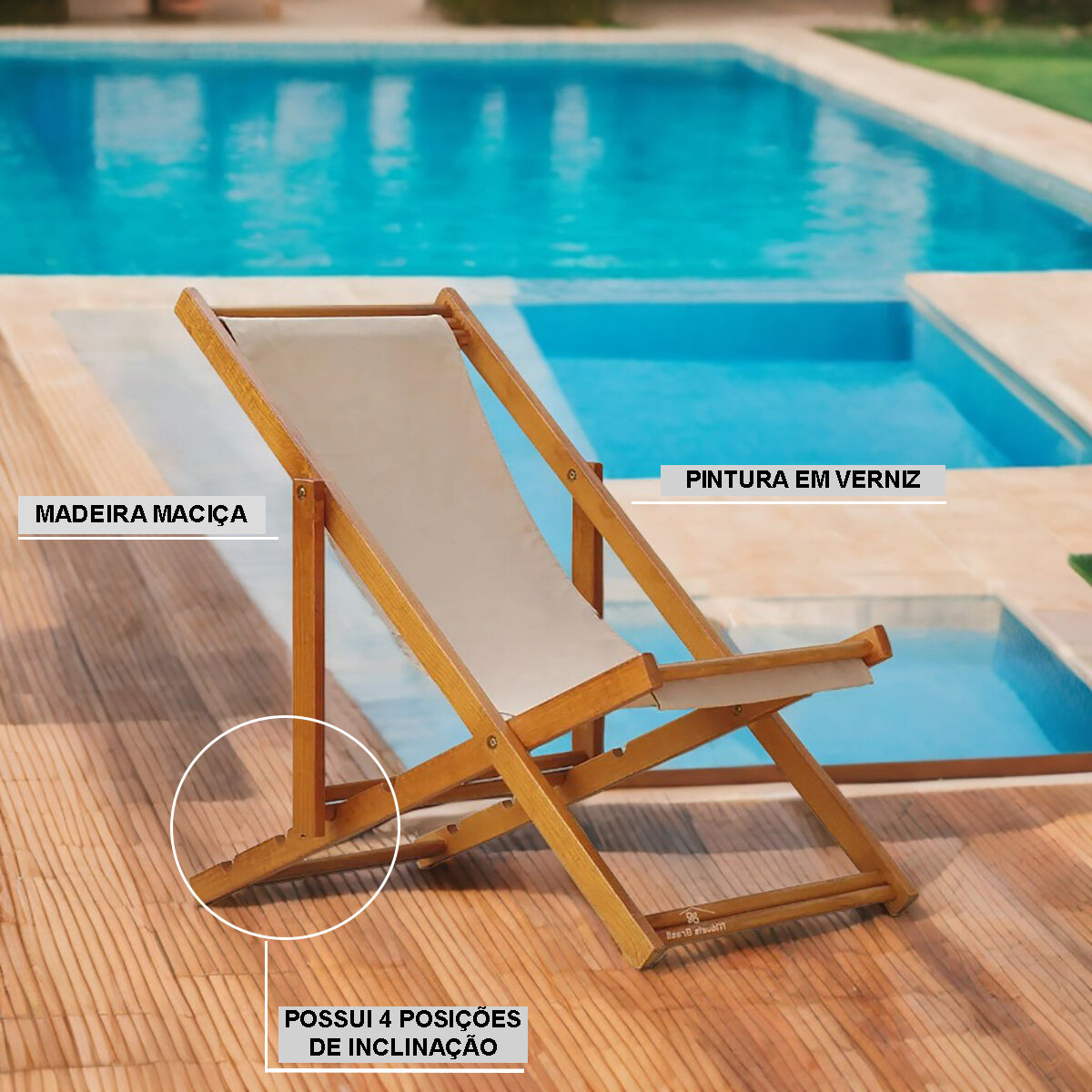 Kit 3 Espreguiçadeira Preguiçosa Dobrável Mel SB-List Preto/Branco