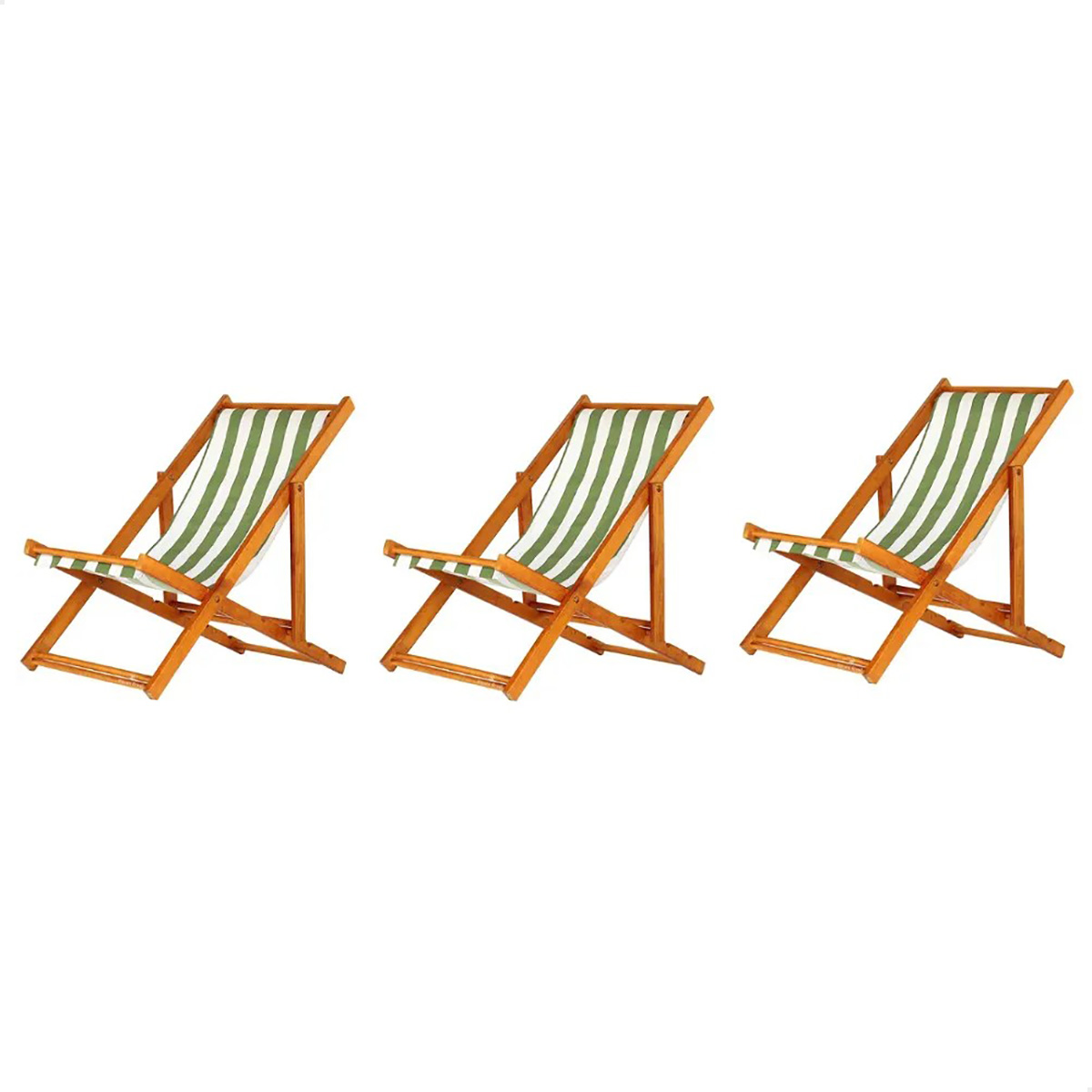 Kit 3 Espreguiçadeira Preguiçosa Dobrável Mel SB-List Verde/Branco