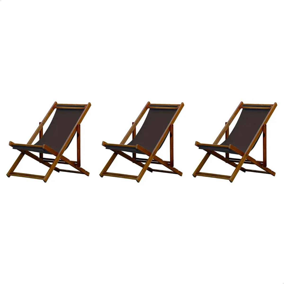 Kit 3 Espreguiçadeira Preguiçosa Dobrável Mel SB-Marrom