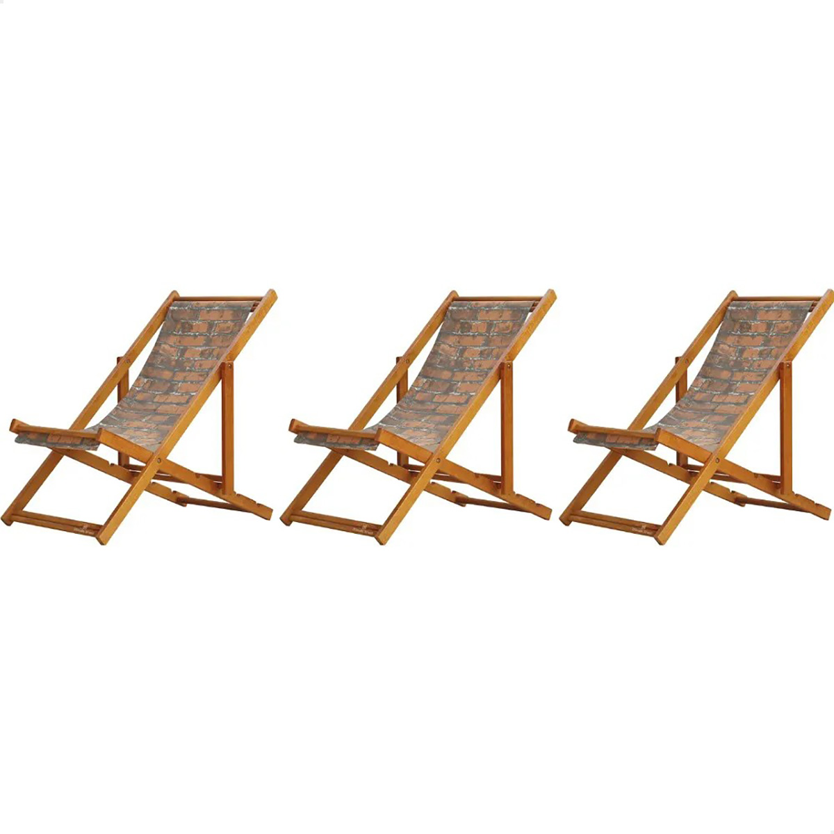 Kit 3 Espreguiçadeira Preguiçosa Dobrável Mel SB-Tijolo